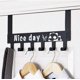 thumbnail image 4 of Eywlwaar sobre la puerta, estante de 6 perchas decorativo de metal compatible con el uso doméstico, sombreros, abrigos, llavero, ropa, bufandas, ganchos (2 paquetes, negro + blanco) Afortunado Sencillez, 4 of 5