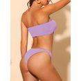 thumbnail image 3 of DARING DIVA Women's Bikini Sets, Ribbed Bowknot 2 Pieces Swimwear S Light Purple, 3 of 6