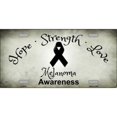 thumbnail image 1 of Melanoma Cancer Ribbon Metal License Plate, 1 of 1