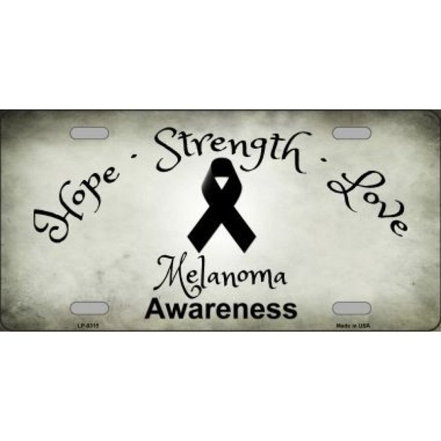 Melanoma Cancer Ribbon Metal License Plate