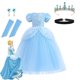 thumbnail image 1 of Vestido de princesa de Disney para niña, disfraz de Cenicienta, Bella, Blancanieves, Aurora, Rapunzel, Isabela, cumpleaños, boda, baile de graduación Fivean unisex, 1 of 2