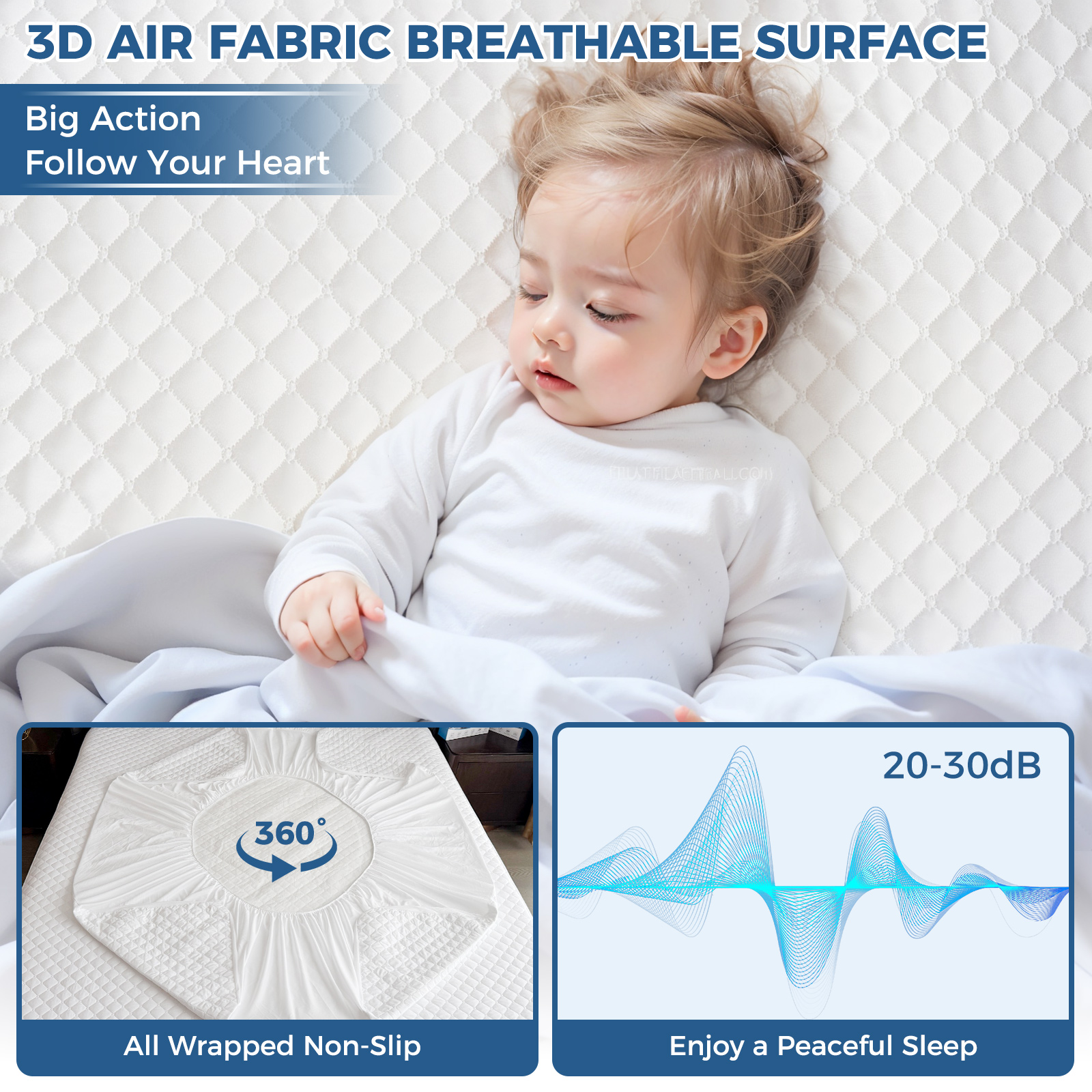 Kayfia Waterproof Full Mattress Protector, 3D Air Fabric photo 4
