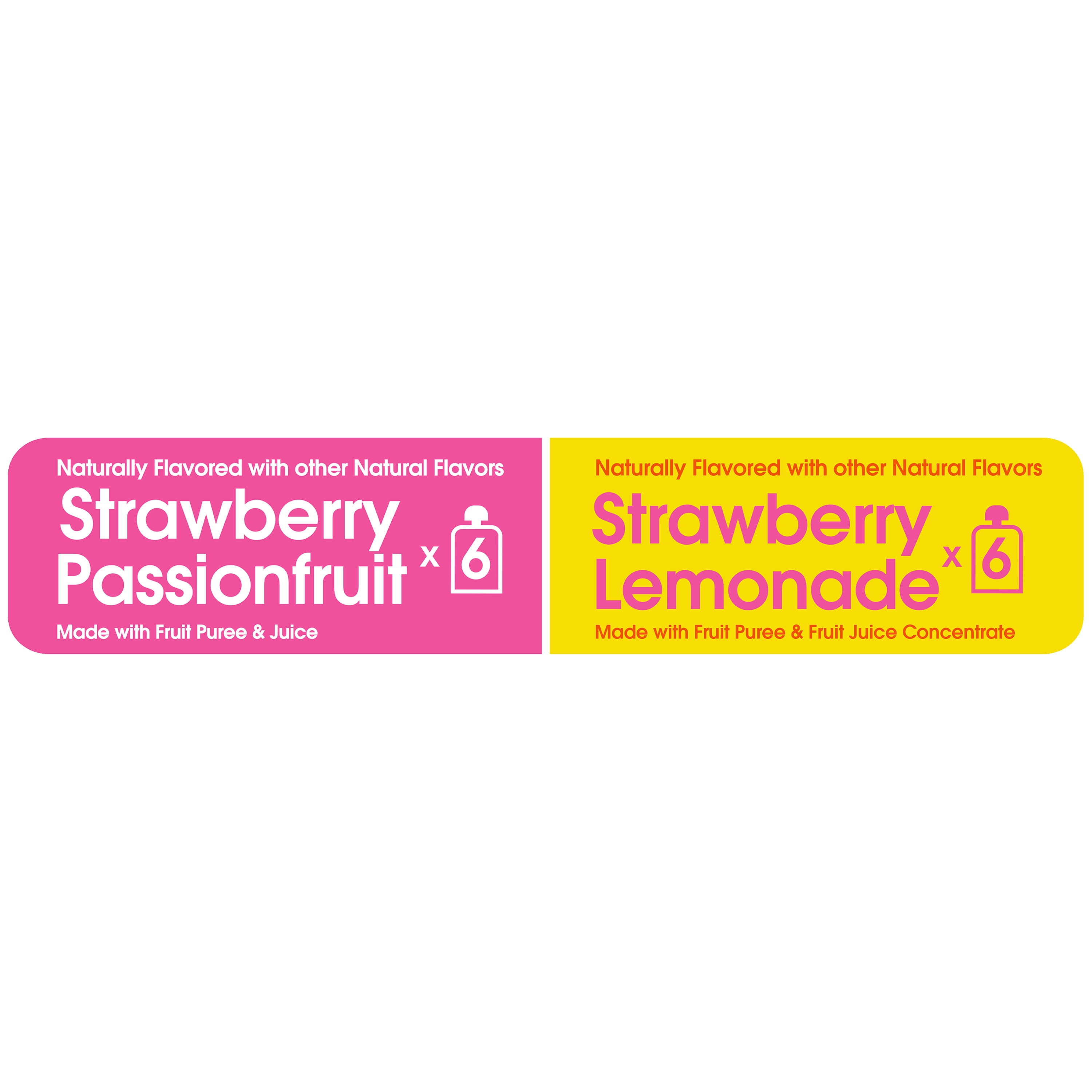 (3 pack) Great Value Strawberry Passionfruit and Strawberry Lemonade Fruit Blend Applesauce Pouches, 3.2 oz, 12 Count Box