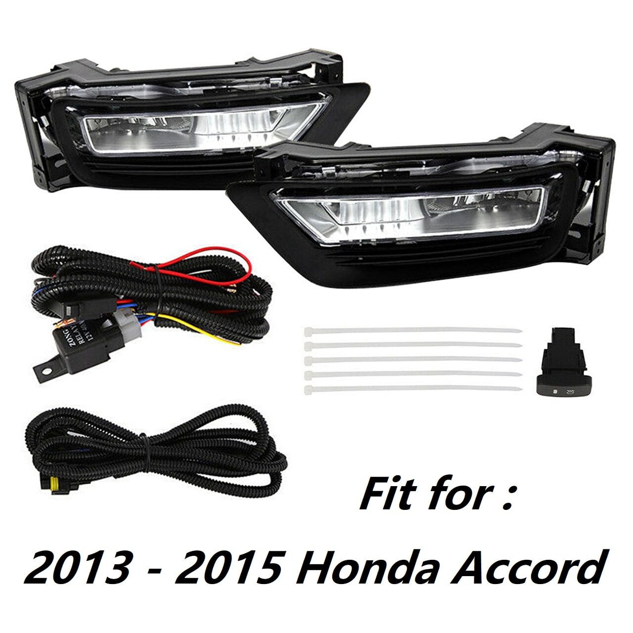 2pcs Fog Driving Light Lamp Bulb Assembly Fit for 2013 2014 2015 Honda Accord, Front Left & Right