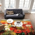 thumbnail image 4 of Area Rugs 2x3 Ft Retro Floral Red White Poppy Flower Field Sky Oil Painting Non-Slip Washable Rug Indoor Rug Floor Mats Non Shedding Carpet for Living Room Bedroom Dining Room Home Decor, 4 of 8