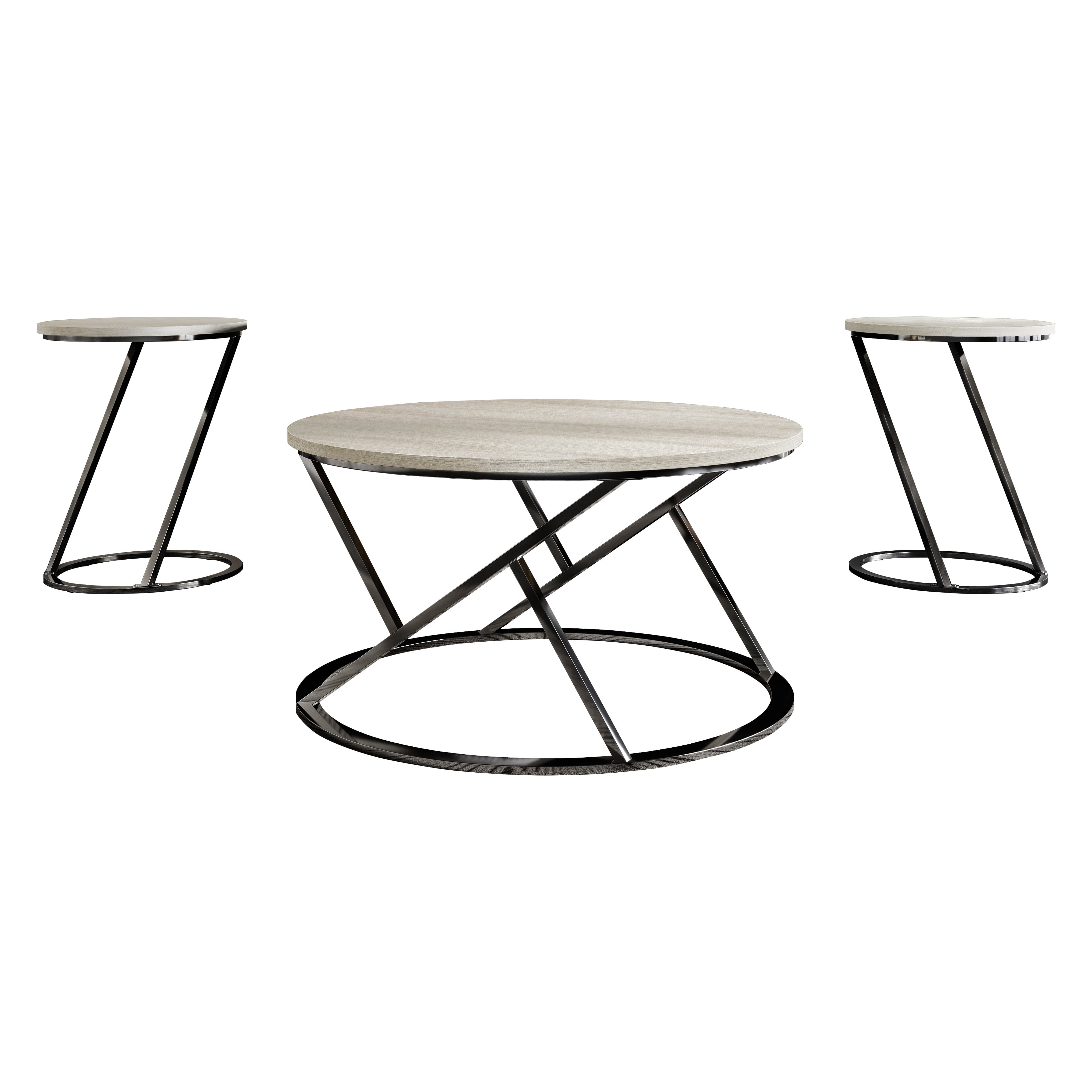Castle Place Simple 3 Piece Coffee Table Set, Light Grey