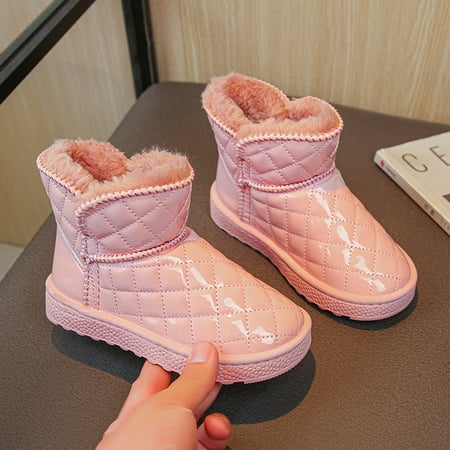 

Children‘s snow boots for boys and girls 2024 winter new ankle boots suede cotton shoes fleece-lined warm shoes for children