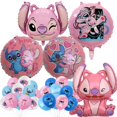 thumbnail image 4 of Decoraciones de cumpleaños de Lilo Stitch de Disney, vajilla para fiesta temática de Ángel rosa, adornos para pasteles, globos, suministros para fiesta feliz, Baby Shower, 4 of 5