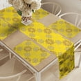 thumbnail image 2 of Ambesonne Yellow Damask Table Runner & Placemats, Swirly Flowers, Placemat 4 pcs + Runner 14"x90", Yellow Brown and White, 2 of 2