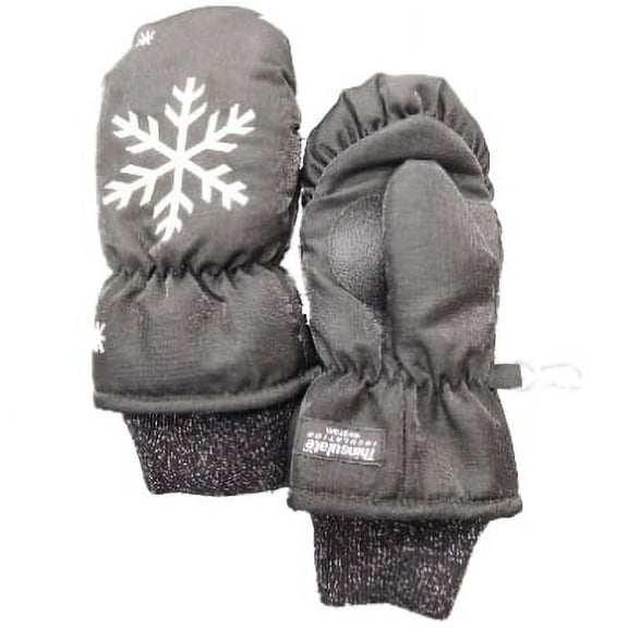 Girls Black Snowflake Snow & Ski Mittens Thinsulate Lined 4-6
