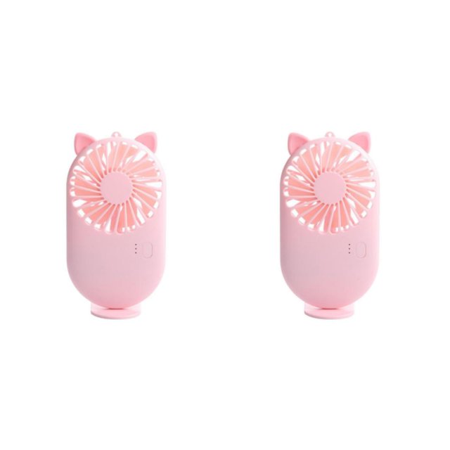 Guardoinrt Mini Ventilateur Portable Poche de Table USB Personnelle Ventilateurs Rechargeables Chaton Rose 2Set