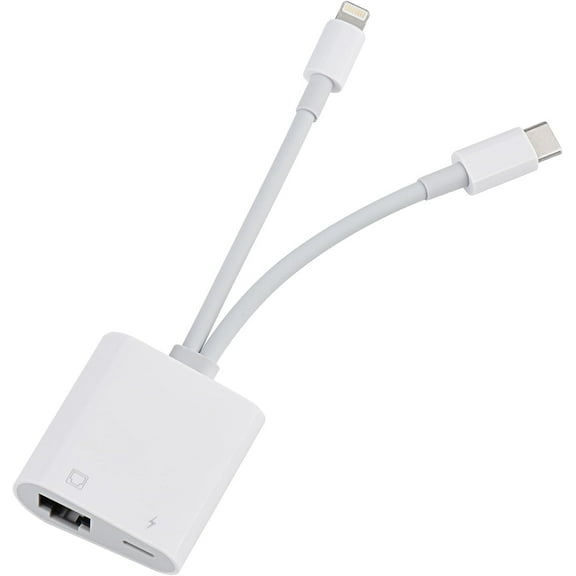 Lightning and USB C to Ethernet Adapter,2 in 1 RJ45 Ethernet LAN Network Adapter with Charge Port Compatible with iPhone/iPad/iPod/Samsung and More,Supports 100Mbps Plug and Play