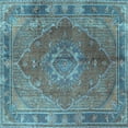 thumbnail image 1 of Ahgly Company Indoor Square Medallion Light Blue Traditional Area Rugs, 8' Square, 1 of 4