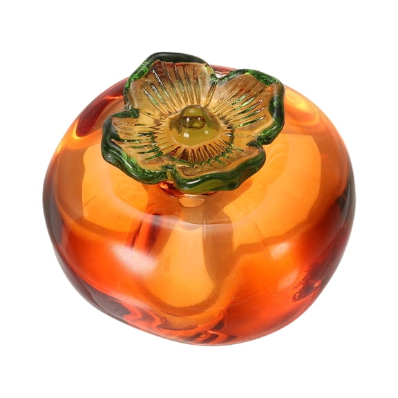 Crystal Persimmon Ornaments, 1.6" Artificial Crystal Fruit Figurine, Orange