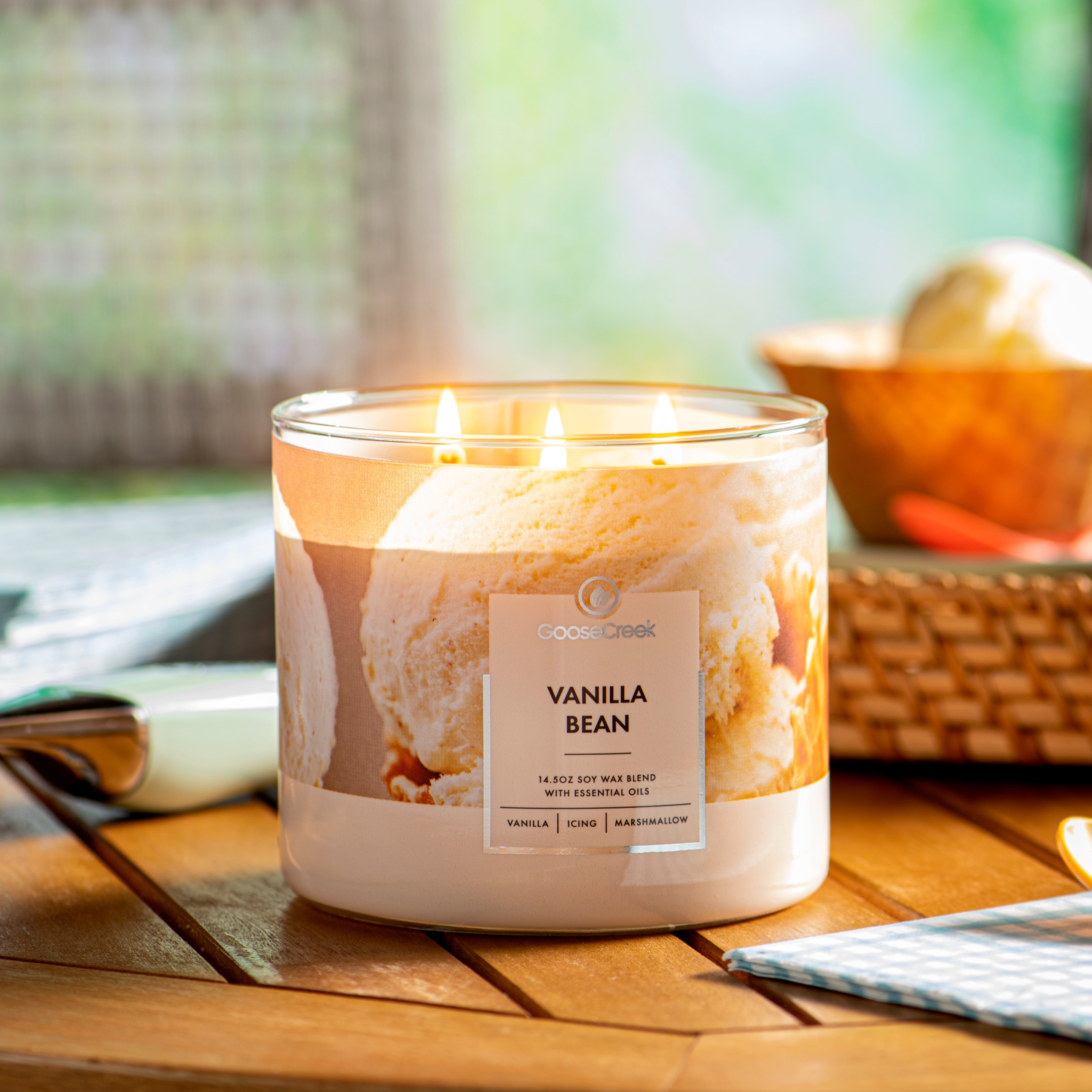 (4 pack) Goose Creek 3-Wick Vanilla Bean Scented Jar Candle, 14.5oz.