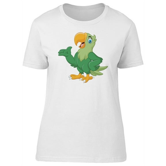 Cute Happy Parrot Cartoon T-Shirt Women -Image by Shutterstock, Female x-Large