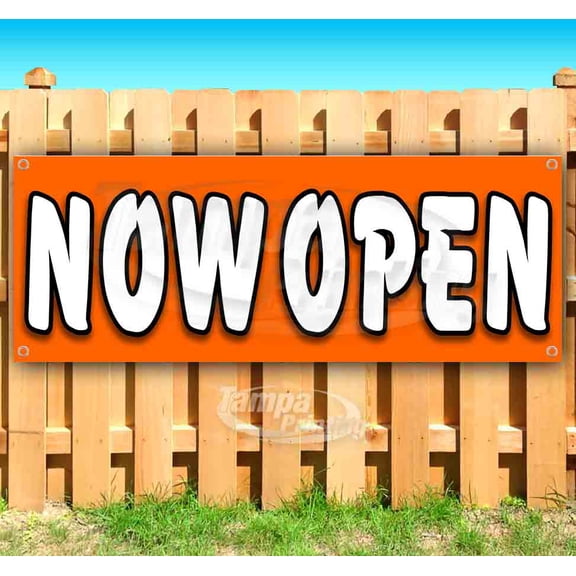 Now Open 13 oz Vinyl Banner With Metal Grommets
