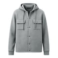 thumbnail image 7 of Fengqque Men's Hooded Color‑Block Jacket Drawstring Full Zip Long Sleeve Casual Outerwear with Chest Pockets Gray XL, 7 of 7