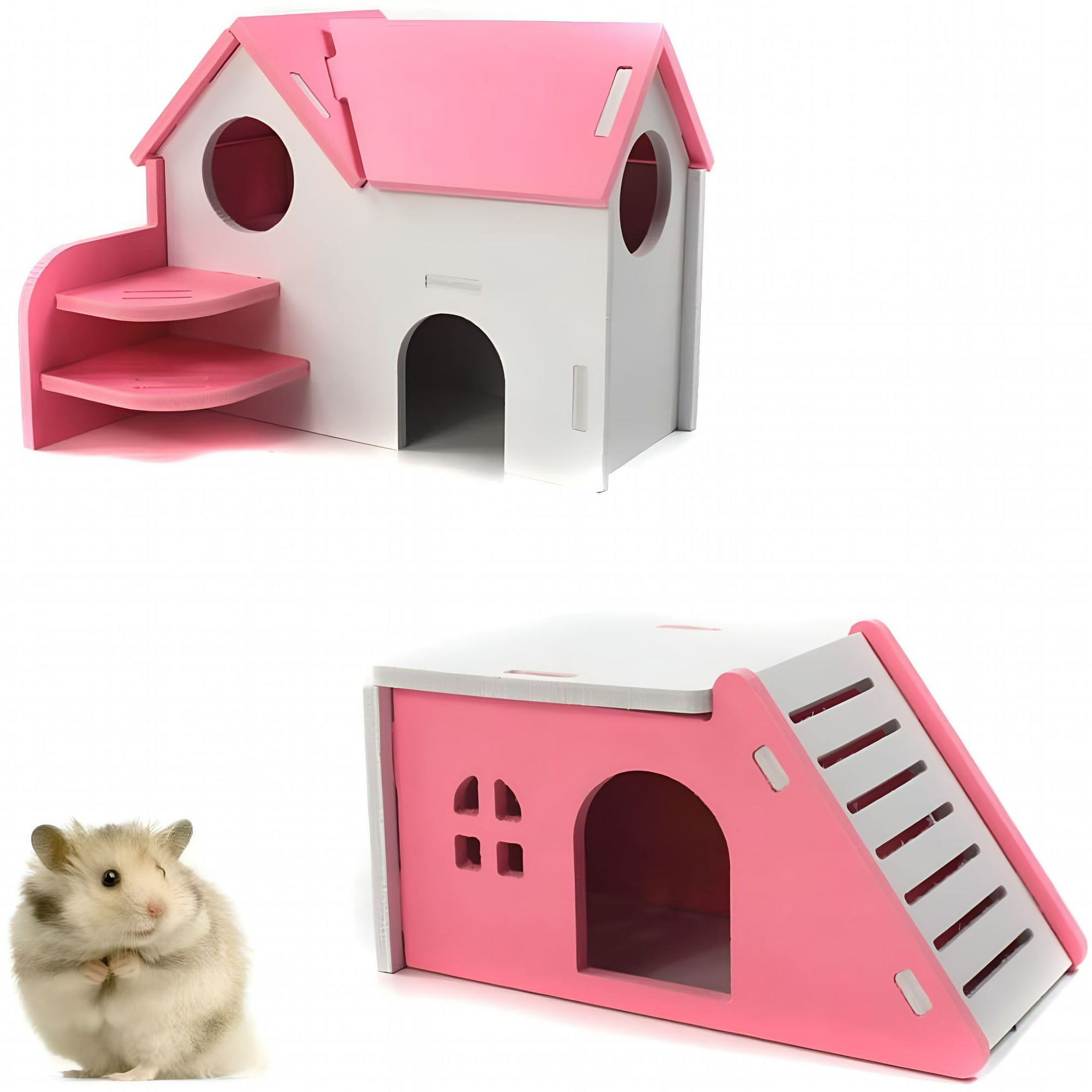 ACDANC 2026 New Hamster Hideout House Wooden Living Hut Exercise Funny Nest Toy for Mouse,Chinchilla,Rat,Gerbil and Dwarf Hamster