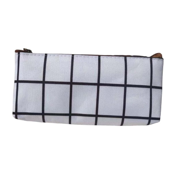 Estuche para lápices, estuche para lápices, estuche para bolígrafos, organizador de papelería de lona simple portátil, estuche para lápices para niños Blanco