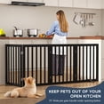 thumbnail image 4 of Bamboo Freestanding Dog Gate, No Assembly Pet Gate Indoor, 24”H x 75”W Extra Wide Foldable Puppy Barrier Fence with Support Feet for the House, Doorways Stairs, 4 Panels, No Drilling, Black, 4 of 8