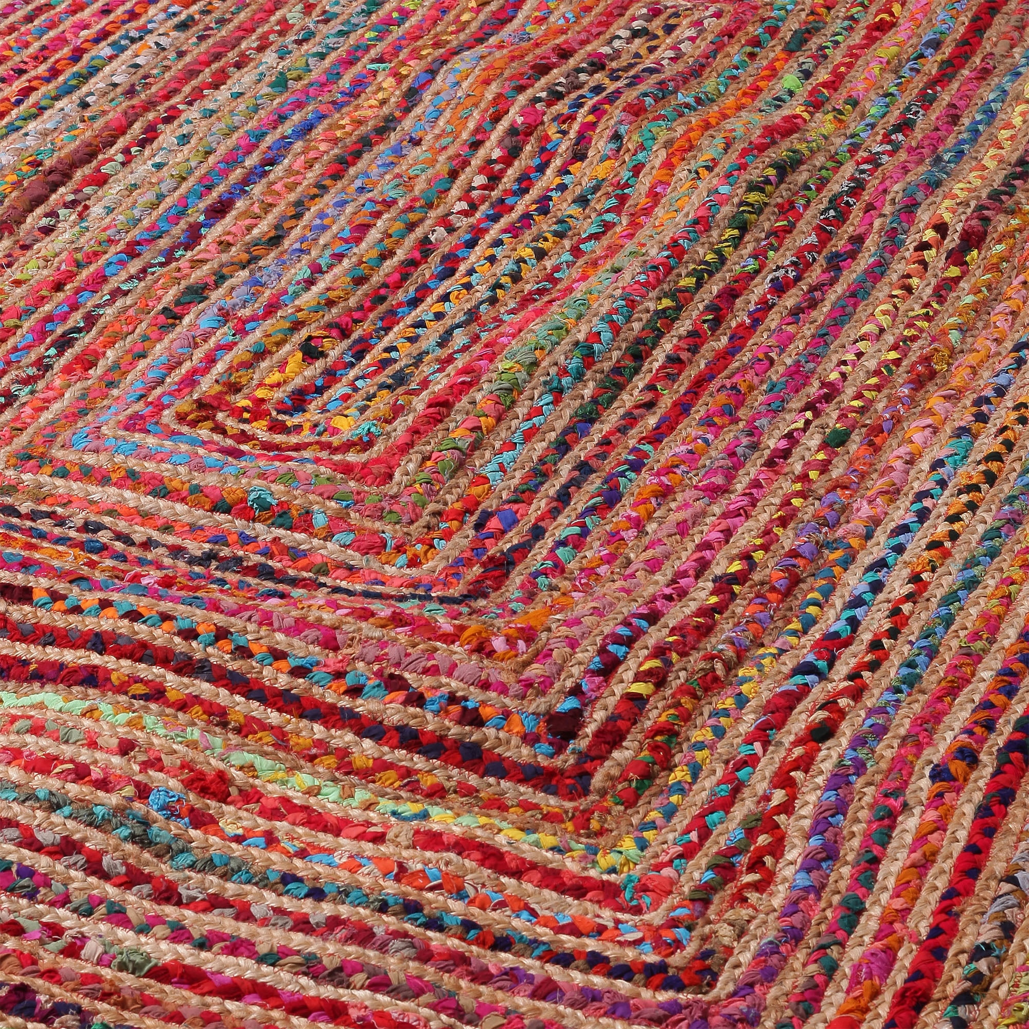 LR Home Ian 5' x 7'6" Rainbow Braided Stripe Indoor Area Rug