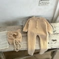 thumbnail image 4 of FAOWME Baby Girls Romper Cute Warm Long Sleeved Furry Wrap Children Onesie With Cute Cap Khaki 6-12 Months, 4 of 4