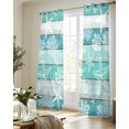 thumbnail image 5 of Teal Coastal Beach Sheer Curtains 63 Inch Length 2 Panels Set for Living Room/Bedroom, Nautical Starfish Coral Vintage Wooden Kitchen Curtains Grommet Semi-Sheer Curtains Window Treatments 42"x63"x2, 5 of 7