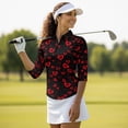 thumbnail image 4 of Uorisanigo Red Heart Women's Golf Shirt with 3/4 Roll Sleeve Size L Versatile Women's Dry-Fit Golf Polo Shirts Fashionable Comfortable Quarter Zip Athletic Tops for Workout Sports, 4 of 7