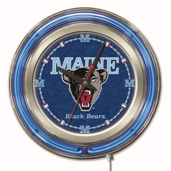 Holland Bar Stool Maine Double Neon Ring, 15" dia. Logo Clock