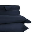 thumbnail image 3 of Noble Linens Rayon from Bamboo 4 Piece Luxury Bed Sheet Set, Navy, Queen, 3 of 11