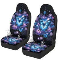 Binienty Waterproof Car Seat Covers Front Seats Only Floral Butterfly Breathable Stretchable Auto Bucket Cushions 2 Pack Airbag Friendly Car Interior Decor, Easy to Install