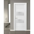 thumbnail image 6 of Solid French Pre-Hung Door Frosted Glass 2 lites | Lucia 4010 White Silk | Single Regular Panel Frame Trims Handle | Bathroom Bedroom Sturdy Doors -18" x 84", 6 of 6