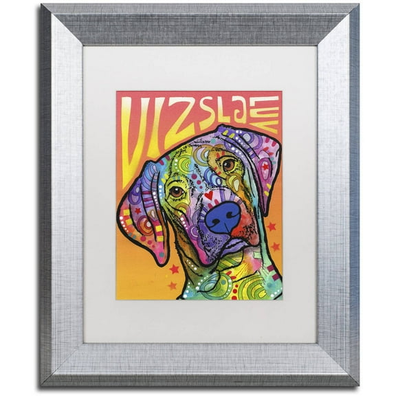 Trademark Fine Art 'Vizsla Luv' Canvas Art by Dean Russo, White Matte, Silver Frame