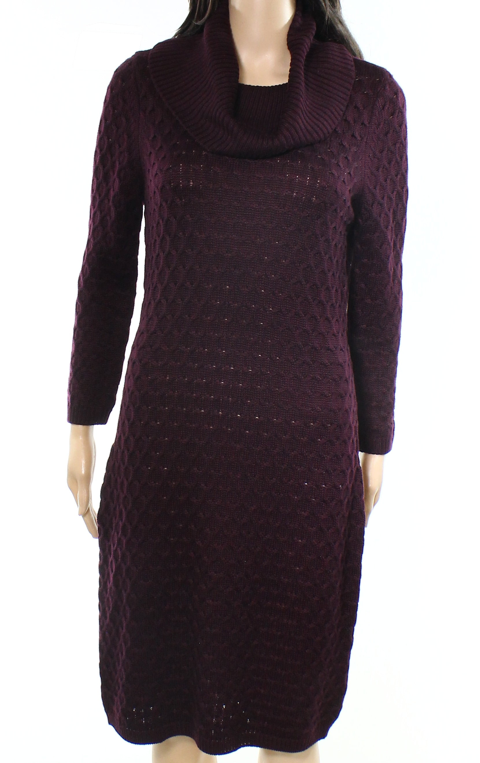 Calvin Klein - Calvin Klein NEW Purple Womens Large L Cowl Neck Knit Sweater Dress - Walmart.com 