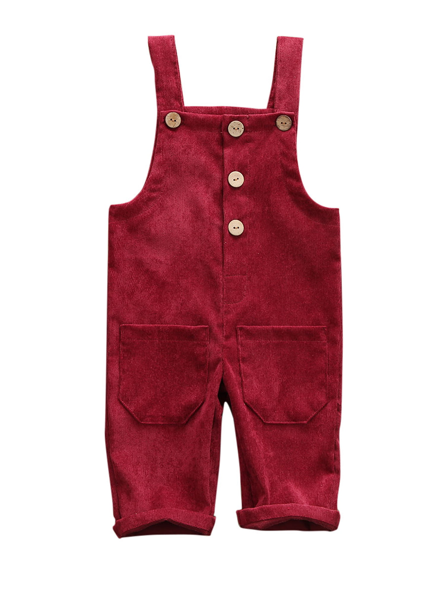 Baby Girl Boy Velvet Strap Suspender Overalls Pant Solid Jumpsuit Bib Pants One-Piece Spring Fall Clothes 