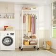 thumbnail image 3 of P6 Mini Rolling Clothes Rack Heavy Duty, Clothing Racks for Hanging Clothes, Freestanding Garment Rack with Wheels, Portable Closet Rack Max Load 360LBS, 23.6''W x 14''D x 74.6''H, White, 3 of 14