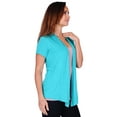 thumbnail image 2 of Simply Ravishing Women's Basic Short Sleeve Hip Length Open Drape Cardigan, Medium, Mint, 2 of 4
