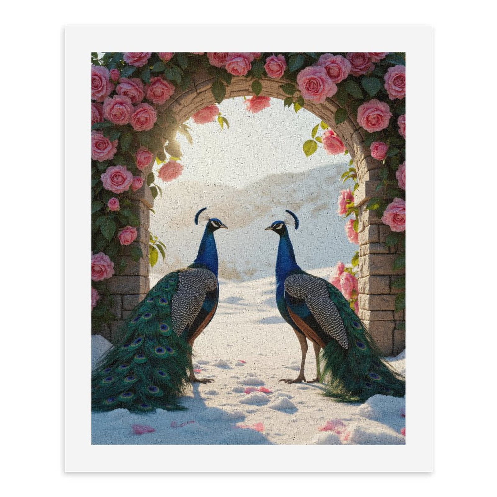 Paint By Numbers Kit for Adults Beginner - Peacocks Rose Arch Snowy Landscape DIY Canvas Painting Kits for Adults, Frameless Paint By Number for Adults for Home Wall Decor 16x20 Inch