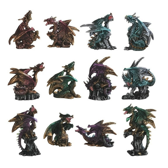 FC Design 12-PC Medieval Miniature Dragons in Different Poses and Color 2"-4"H Figurine Set Statue Sculpture Ornament Decoration Home/Room Decor and Unique Gift Ideas