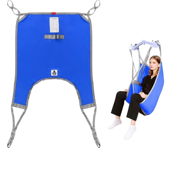 EZ Assistive Patient Lift Sling, Divided Leg Transfer Sling for Toileting, 500lb Weight Capacity Handicap Lift Sling for Bedridden Elderly(Blue,S)