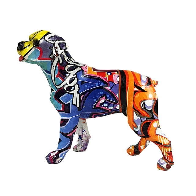 Escultura de estatua de perro grafiti Estatuilla Arte Animal Escultura de arte de perro grafiti para El 15x6x13cm