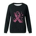 thumbnail image 4 of CLOISE Cancer Sweatshirt Women Breast Cancer Awareness Sweatshirt Butterfly Ribbon Pink Crew Neck Long Sleeve Shirts Cancer Fight Blouses Comfy Pullover Tops in October Clothes Black XL, 4 of 4