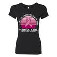 thumbnail image 2 of Wild Bobby Cancer Messed With the Wrong Girl Breast Cancer Awareness Women Slim Fit Junior Tee, Black, Small, 2 of 6