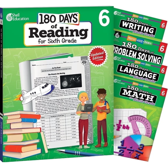 180 Days™: Sixth, Grade Practice, 5-Book Set