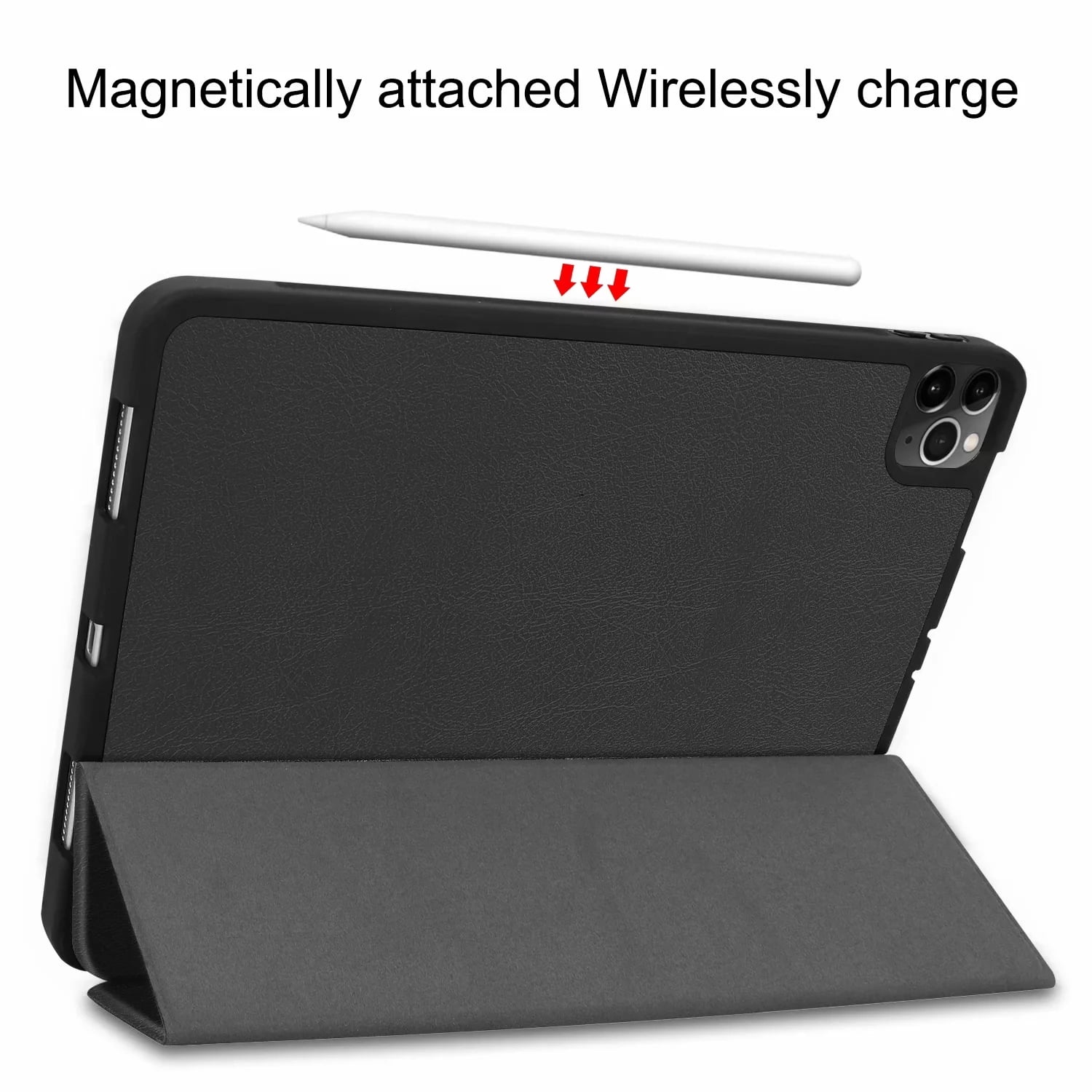 iPad Pro 11 Case 2020 Build in Pencil Holder, Allytech Slim Fit PU Leather Multi Angle Stand Auto Sleep Wake [Support Apple Pencil Charging] Protective Cover Case for Apple iPad Pro 11" 2020,Black