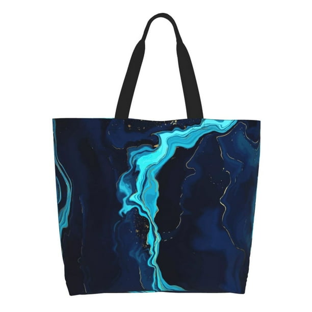 Disketp Blue Marble And Gold Bolsa Tote Estampada para Mujer, Bolso de Hombro y de Mano para Compras y Viajes