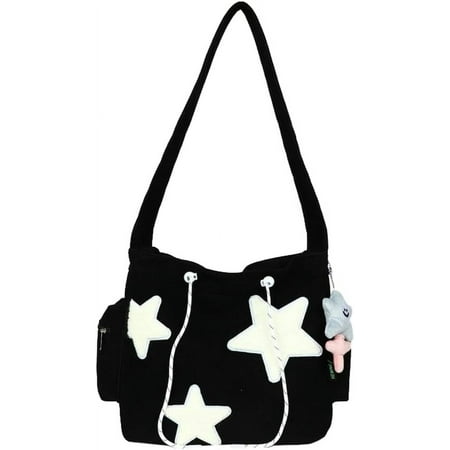 JLMMEN Women s Cute Corduroy Shoulder Crossbody Bag Large Stars Hobo Totes Handbag Trendy Purse Casual Top Handle Bag