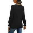 thumbnail image 5 of JGGSPWM Womens Square Neck Blouses 2025 Fall Fashion Solid Color Long Sleeve Casual Stretchy Fall Winter Pullover Tops Black XL, 5 of 9