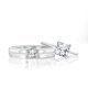 thumbnail image 1 of JeenMata Juego de Anillos para Él y para Ella Anillos de Compromiso a Juego para Parejas con Moissanita de Corte Princesa de 1,6 Quilates: Oro Blanco de 18 K sobre Plata, 1 of 7